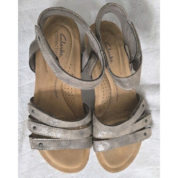 Women's Clarks April Dove Metallic Strappy Comfort sandals Summer‎ Vacation Sz7 - Picture 6 of 10